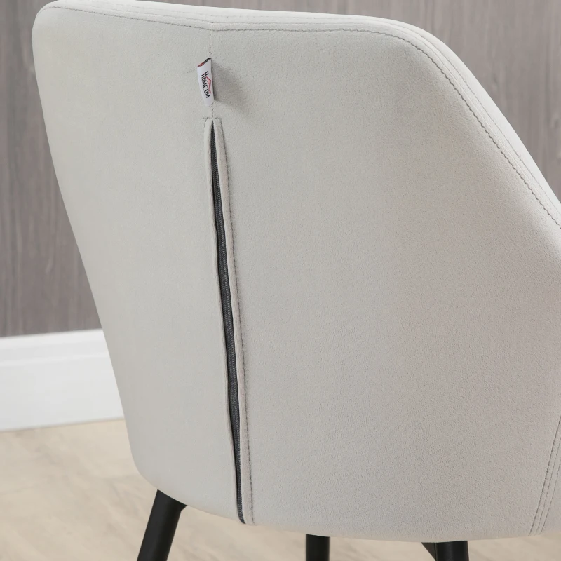 HOMCOM Set 2 Sedie per Soggiorno Nordiche con Schienale e Braccioli Ricurvi e Seduta Imbottita, 54x57x80 cm, Grigio