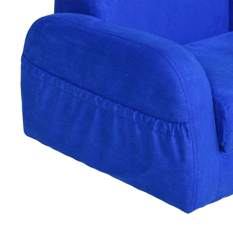 HOMCOM Sillón para Niños de 3 Años Sofá Transformable Diseño 2 en 1 Cama Infantil Plegable de 2 Posiciones con Reposabrazos Asiento Ancho Acolchado 47x45x38 cm Azul