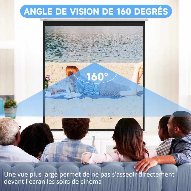 HOMCOM Écran de projection TV et Home Cinema de 85 Pouces vidéo projecteur 1:1 4K HD, 149L x 149H cm