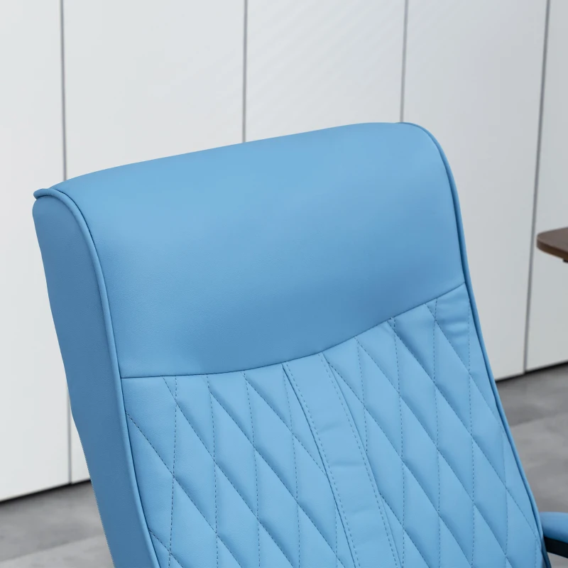 Vinsetto Silla de Escritorio Basculante Tapizado en PU con Respaldo Alto y Altura Ajustable Carga 120 kg 65x72x102-112,5 cm Azul