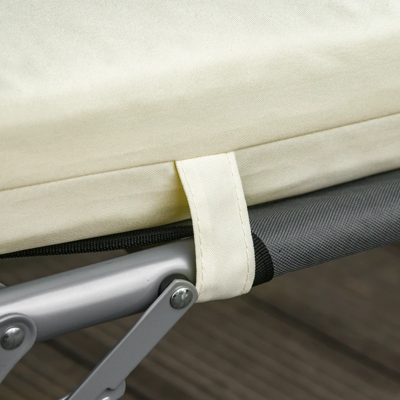 Outsunny Set of 2 Sun Lounger Cushions, Replacement Cushions for Rattan Furniture with Ties, 196 x 55 cm, Cushion ONLY, Cream White