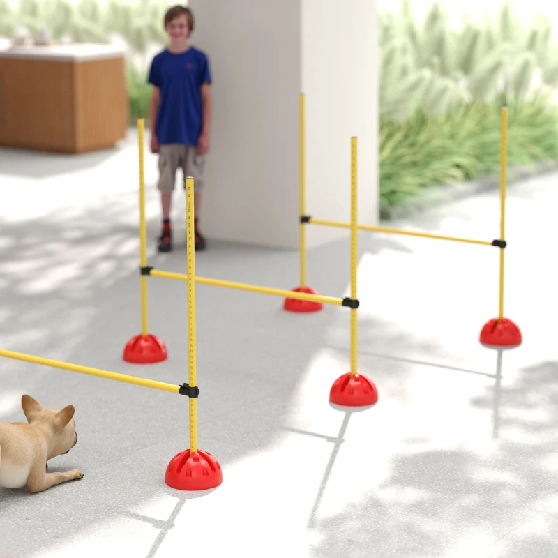 PawHut 4-piece Dog Agility Equipment with 4 Hurdles, Bag for Jump, Training, Yellow