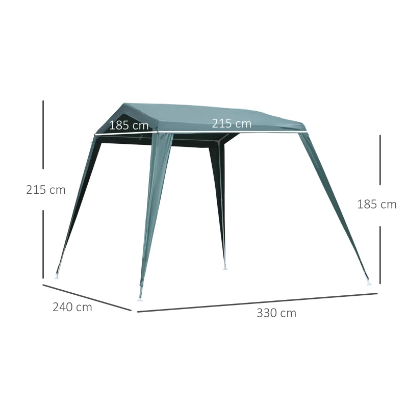 Outsunny Carpa Desmontable Carpa Pabellón de Jardín de Tubo de Acero Carpa Plegable para Camping 330x240x215 cm Pérgola de Color Verde