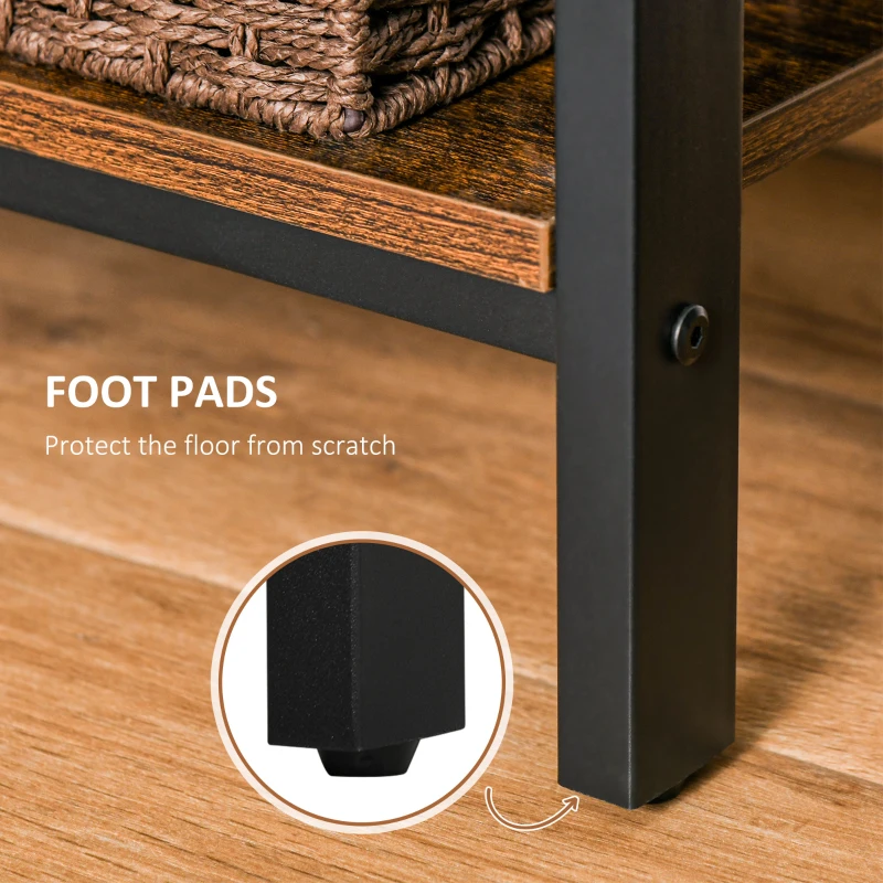 HOMCOM Industrial Bookshelf, Bookcase with 4-Tier Storage Rack furniture for Living Room Office Brown Black