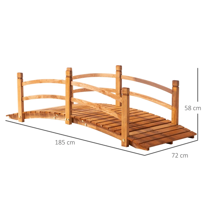 Outsunny Pont de Jardin en Bois Décoration du Jardin dim. 185L x 72l x 58H cm avec Balustrade - Bois de Sapin - Orange