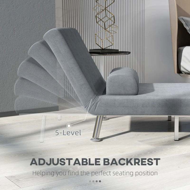 HOMCOM Adjustable Back Futon Sofa Chair - Grey(m-5)