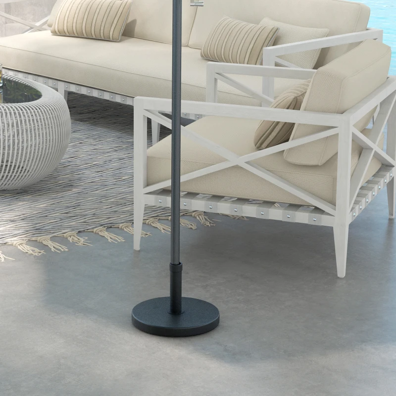 Outsunny Pied de parasol rond base de lestage 15 kg en plastique HDPE poignée intégrée pour mât Ø 24-38 mm dim. Ø 46,5 x 31H cm