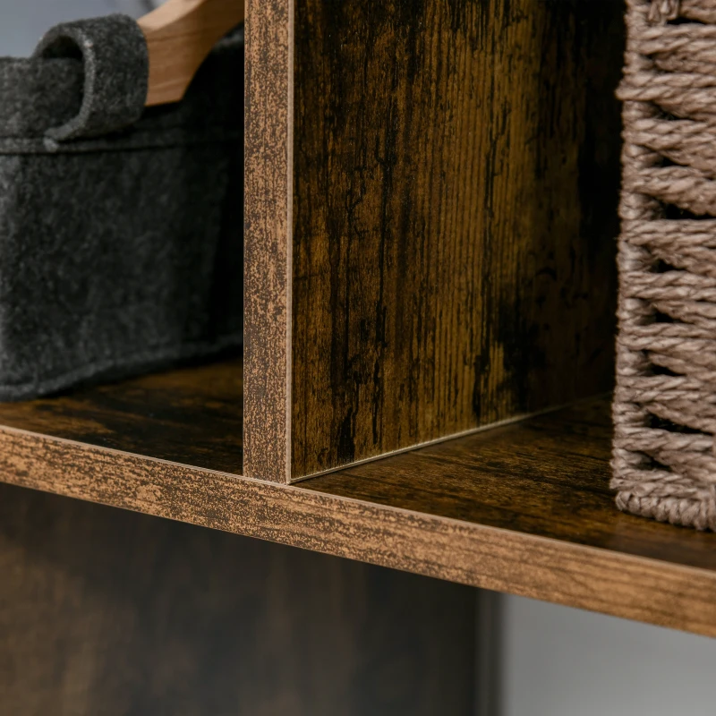 HOMCOM Libreria Moderna a 3 Ripiani con 8 Vani, Mobile da Ingresso, Soggiorno e Camera, 97.5x30x100cm, Marrone Rustico