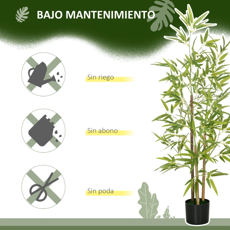 HOMCOM 2 Plantas Artificiales Plantas Sintéticas de Bambú con 498 Hojas para Decoración en Salón Oficina Ø15x120 cm Verde