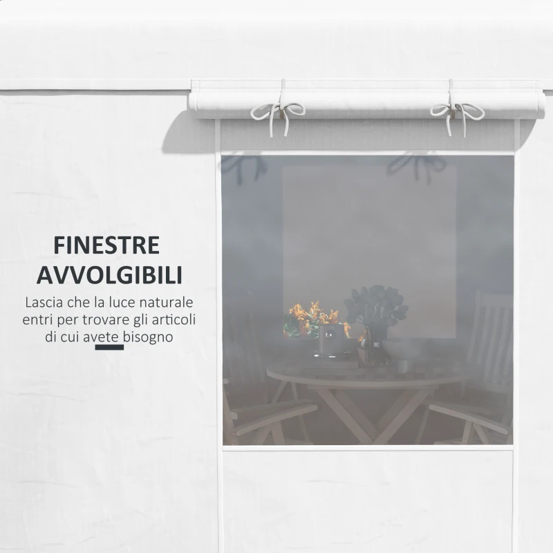 Outsunny Copertura per Gazebo 3x3 m in PE Impermeabile con Porte a Cerniera e Finestre, Bianco