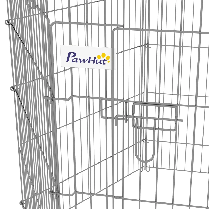PawHut Vallas para Perros Plegables de 8 Piezas 63x91 cm con 1 Puerta y Marco de Acero para Jardín Patio Plata