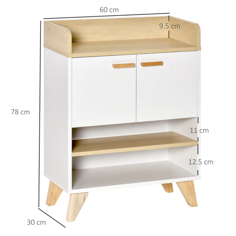 HOMCOM Mobiletto Multiuso con Armadietto e Ripiani Aperti, Mobile da Soggiorno, Cucina, Ufficio in Legno Bianco, 60x30x78cm