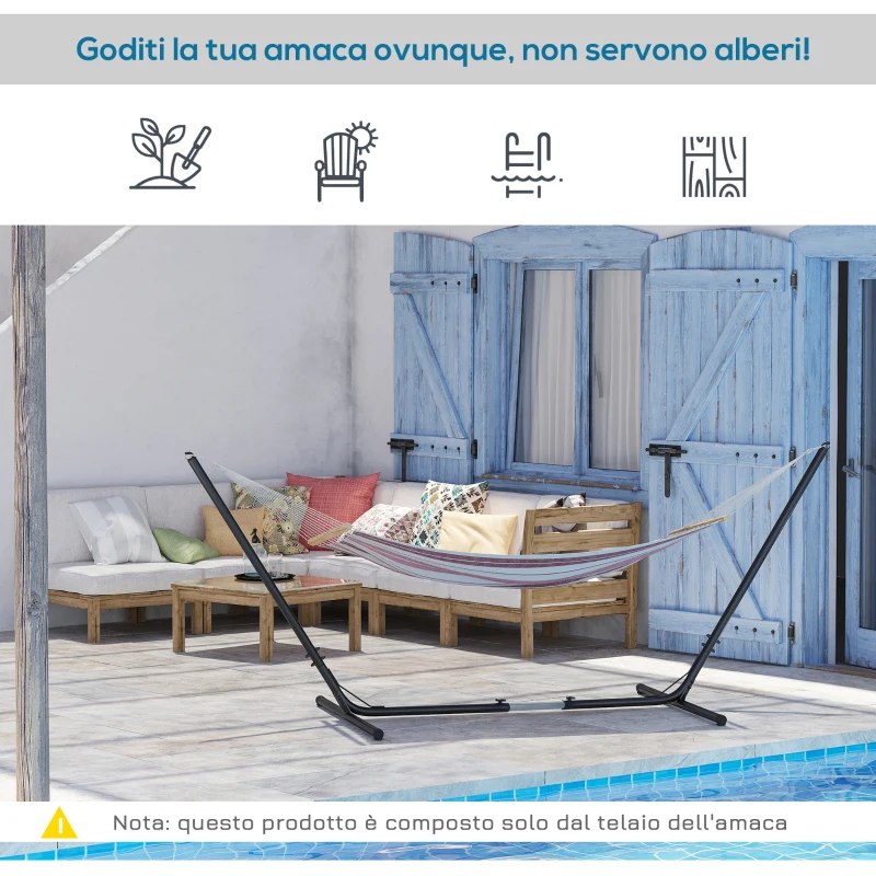Outsunny Supporto Struttura Portante per Amaca Regolabile Capacità Max. 120Kg 313-388x109x116cm Nero
