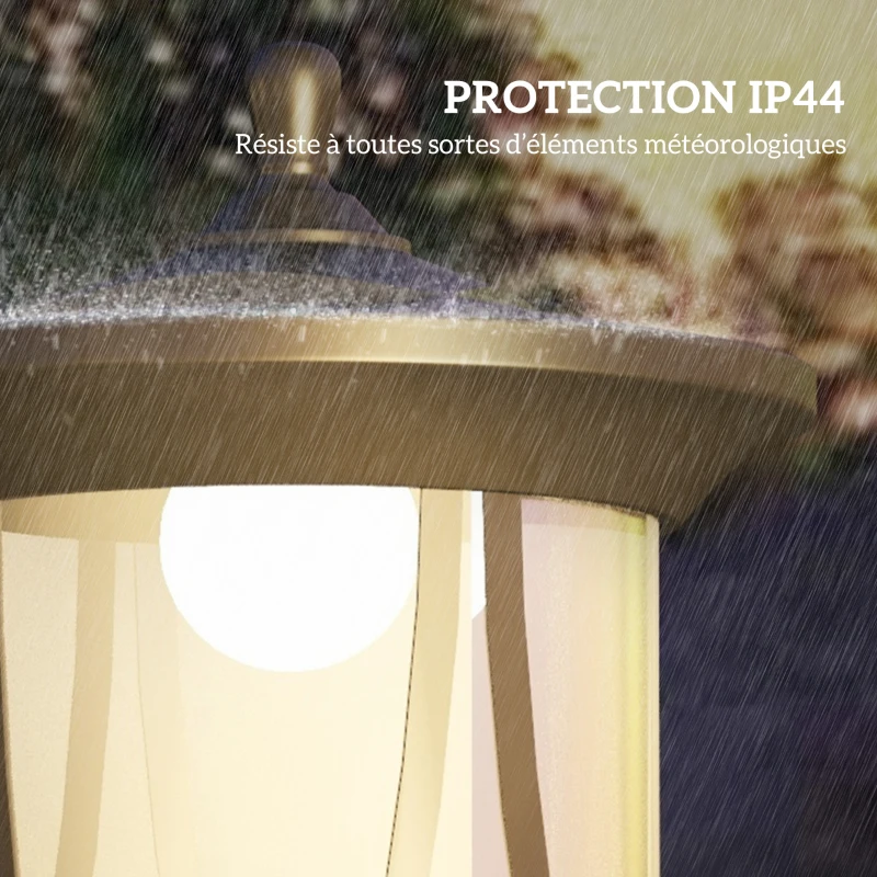 Outsunny Lampadaire solaire extérieur lampadaire de jardin LED avec interrupteur marche/arrêt 17 x 17 x 127 cm noir