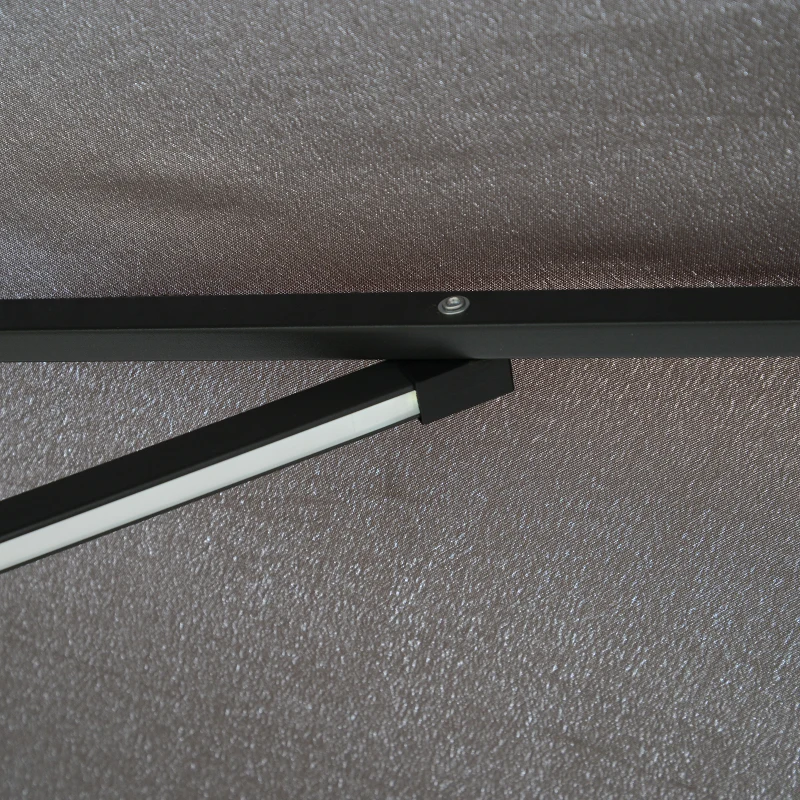 Outsunny Ombrellone da Giardino Ø3x2.5 m a Braccio con Manovella e 8 Strisce LED a Energia Solare, Grigio