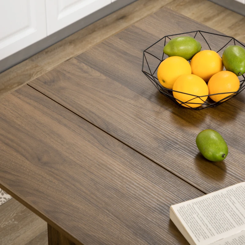 HOMCOM Ilot centra table de bar plateau latéral  rabattable et 3 étagères 120 x 76 x 91,4 cm marron