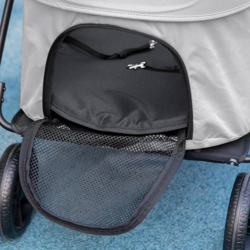 PawHut Poussette pour chien 2 en 1 pliante nacelle amovible coussin laisse de sécurité tissu 600D Oxford 81 x 68 x 98,5 cm gris