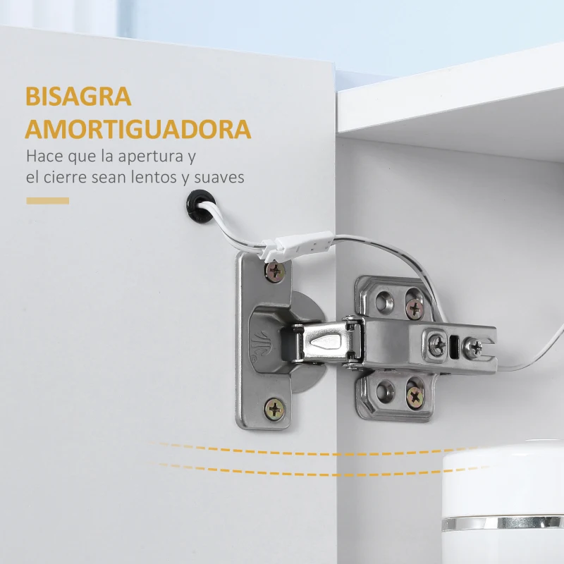 kleankin Armario con Espejo de Baño con Luz LED Mueble de Baño Colgante con Interruptor Táctil 70x15x65cm Blanco