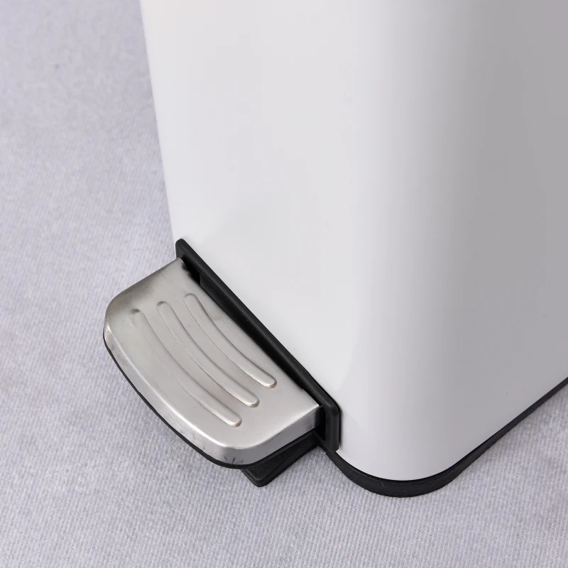 HOMCOM Poubelle à pédale de salle de bain 5 L métal blanc