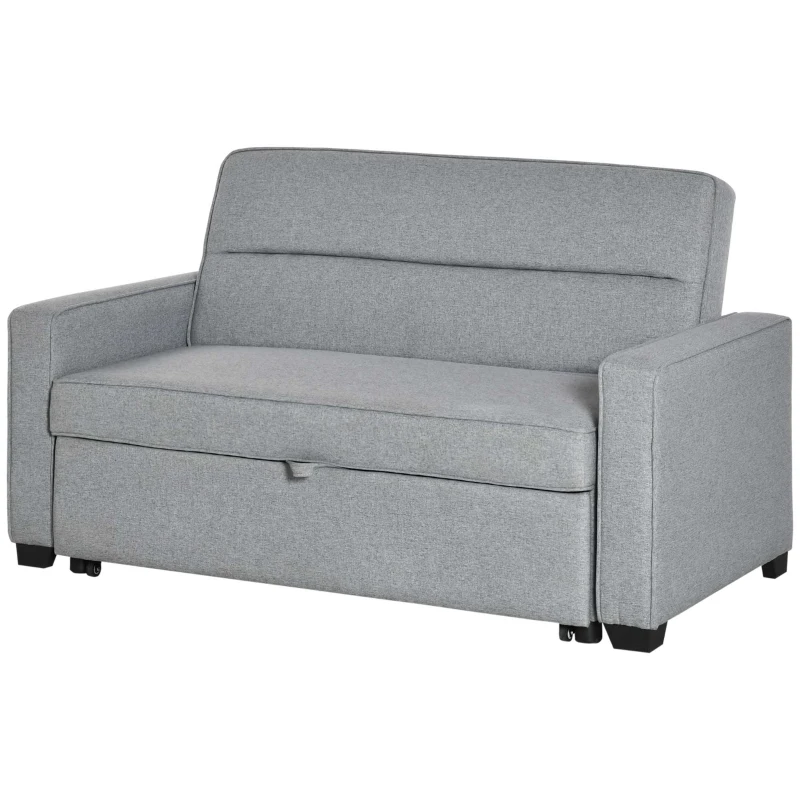 HOMCOM Divano Letto a 1 Piazza in Tessuto, Seduta 2 Posti e Schienale a 3 Reclinazioni, 154x87x89cm(m-10)