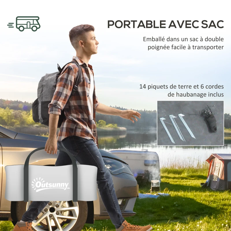 Outsunny Tente de camping pour 3-4 personnes, avec 1 chambre et 1 salon, étanche, facile à transporter avec sac inclus