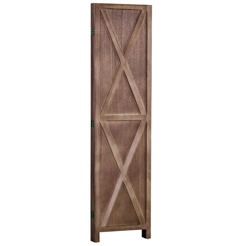 HOMCOM Paravent intérieur 4 panneaux 182 x 170 cm style campagnard chic séparateur de pièce avec croisillons noyer