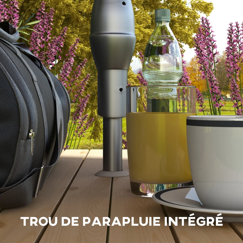 Outsunny Ensemble table et chaise de camping pliant forme valise pique-nique, aluminium et bois, dim. 85,5L x 72,5l x 67H cm