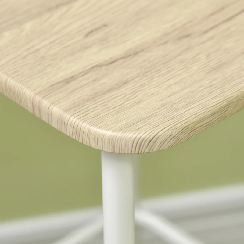 HOMCOM Bar Table and Stools Breakfast Dining Table and Chairs Set of 2 with Steel Frame and Footrest for Bar and Kitchen White