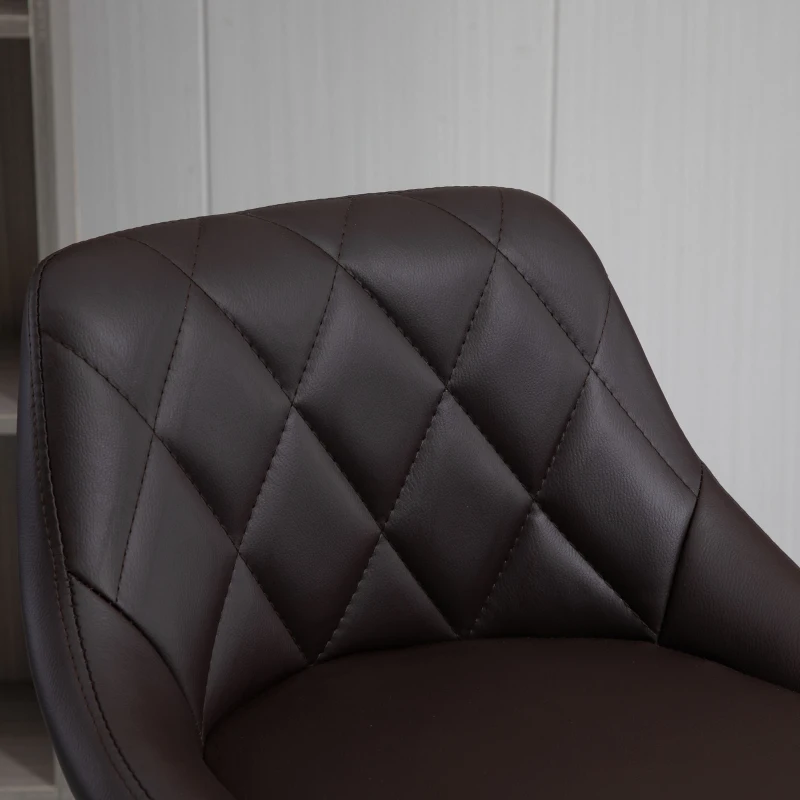 HOMCOM Set 2 Sgabelli da Bar Regolabili con Schienale e Poggiapiedi, Base in Metallo e Seduta in Similpelle, 46x48x83-104 cm, Marrone e Nero