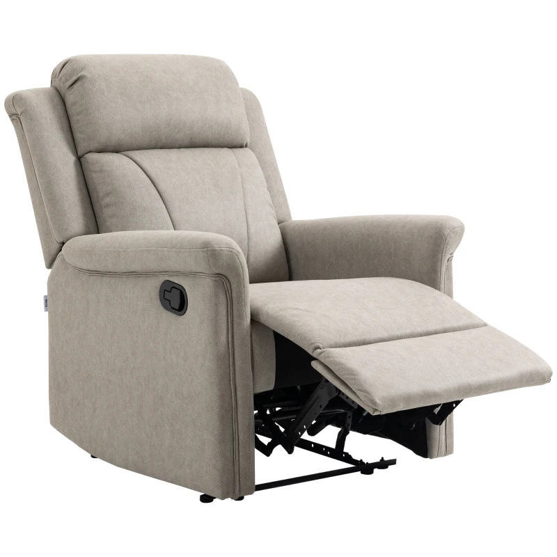 HOMCOM Fauteuil de relaxation inclinable 135° manuellement tissu en microfibre avec repose-pied gris(m-11)