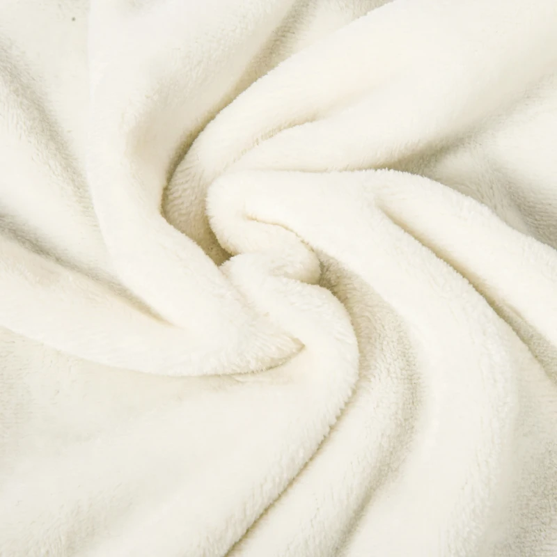 HOMCOM Coperta in Flanella 330 GSM Reversibile per uso Interno ed Esterno, 203x152x0.5 cm, Bianco Crema