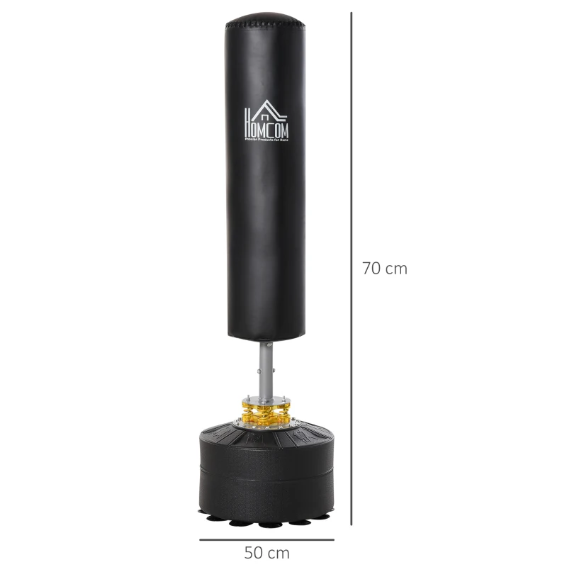 HOMCOM Sac de frappe boxe autoportant punching ball Ø 50 x 170 cm amortisseurs ventouses antidérapantes noir