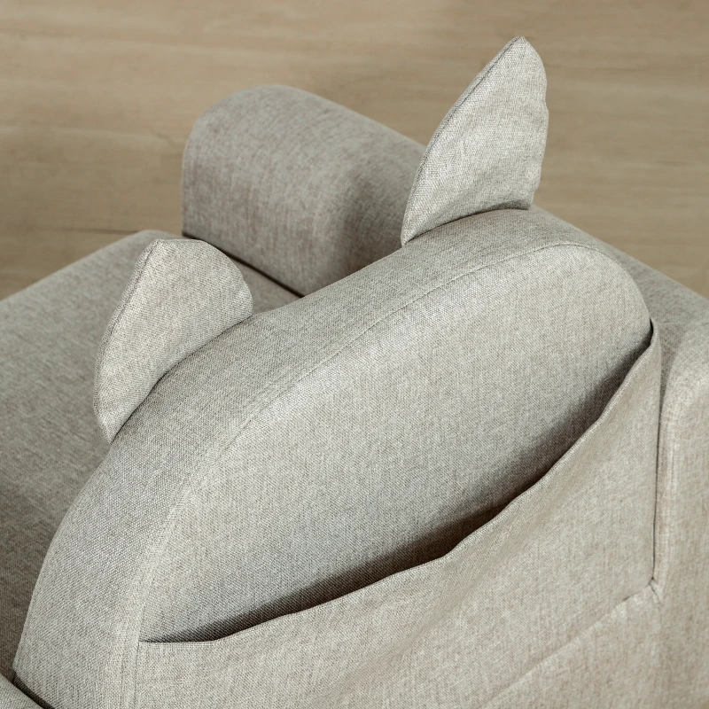 HOMCOM Fauteuil pour enfant canapé chaise enfant design scandinave grand confort avec oreille de chat piètement bois et tissu dim. 61l x 42P x 53H cm gris