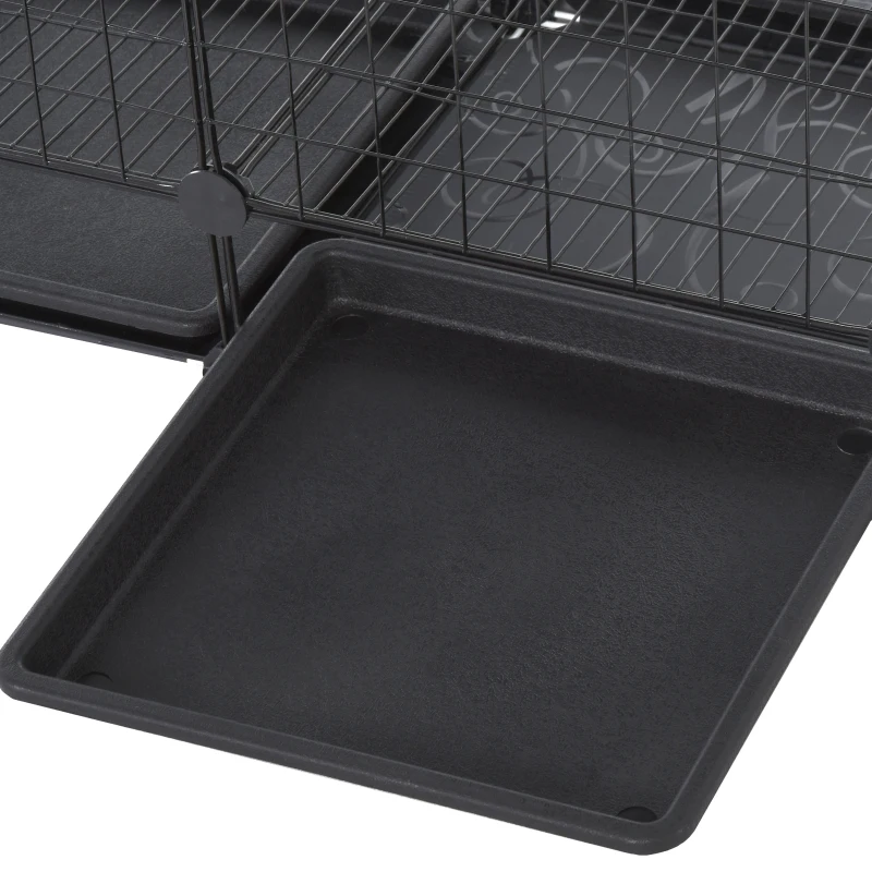 PawHut Cage parc enclos rongeurs modulable dim. L 111 x l 75 x H 119 cm 3 niveaux 4 portes fil métallique noir