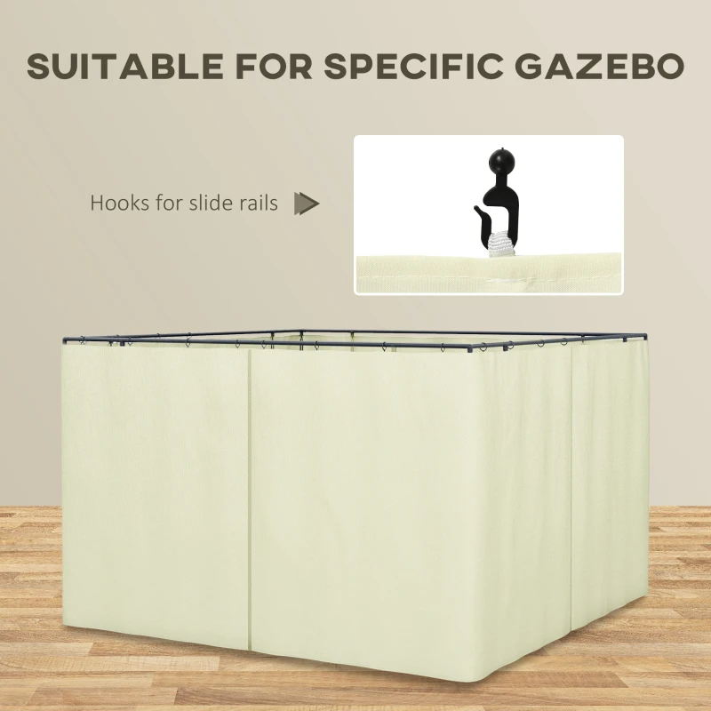 Outsunny Replacement Gazebo Curtains 4-Panel Sidewalls with Zipper for 3 x 3 (M) Yard Gazebos Canopy Tent, Beige