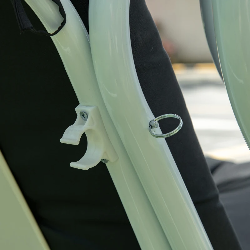 Outsunny Balancelle de jardin 2 places convertible grand confort toit inclinaison réglable coussin plateaux porte-gobelets métal polyester noir