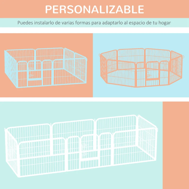 PawHut Parque para Mascotas 8 Vallas 80x60 cm Jaula para Perros Bricolaje de Metal con Puerta y Doble Cerradura Cerca de Entrenamiento para Jardín Negro