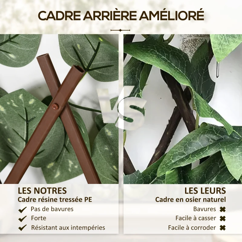 Outsunny Lot de 2 haies artificielles Treillis Extensible - Brise-Vue végétale Feuillage réaliste, 2 x 1 m