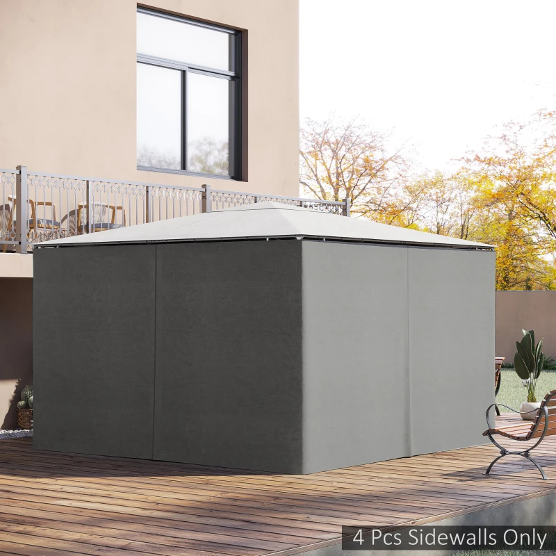 Outsunny 4 Pack Replacement Gazebo Curtains Privacy Panel for Most 3 x 4m Gazebo Canopy Pavillion Outdoor Shelter Sidewalls Accessories Light Grey