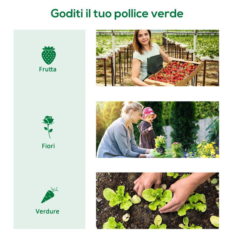 Outsunny Serra per Piante Fiori Ortaggi Colivazione da Giardino Balcone con Tubi di Acciaio e Copertura in Polietilene, con 3 Porte, Verde (400cm x 100cm x 80cm)