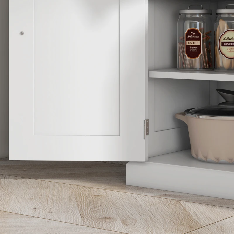 HOMCOM Traditional Kitchen Cupboard  Freestanding Storage Cabinet with Drawer, Doors and Adjustable Shelves, White
