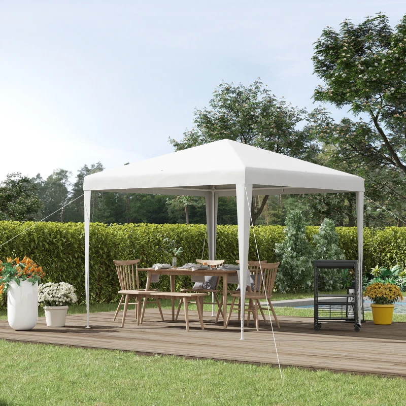 Outsunny Gazebo da Giardino con Telaio in Acciaio per Esterno e Interno, 2.7x2.7m Bianco