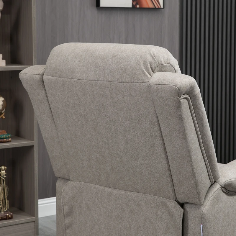 HOMCOM Fauteuil de relaxation inclinable 135° manuellement tissu en microfibre avec repose-pied gris(m-8)