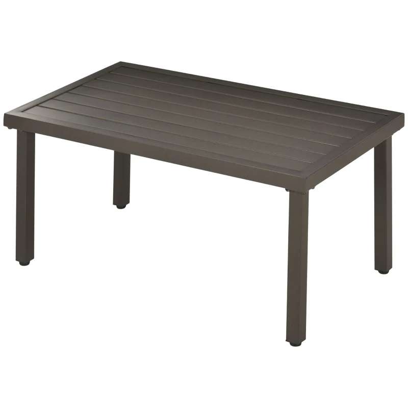 Outsunny Table basse rectangulaire table de salon plateau à lattes pieds réglables pour intérieur/extérieur marron