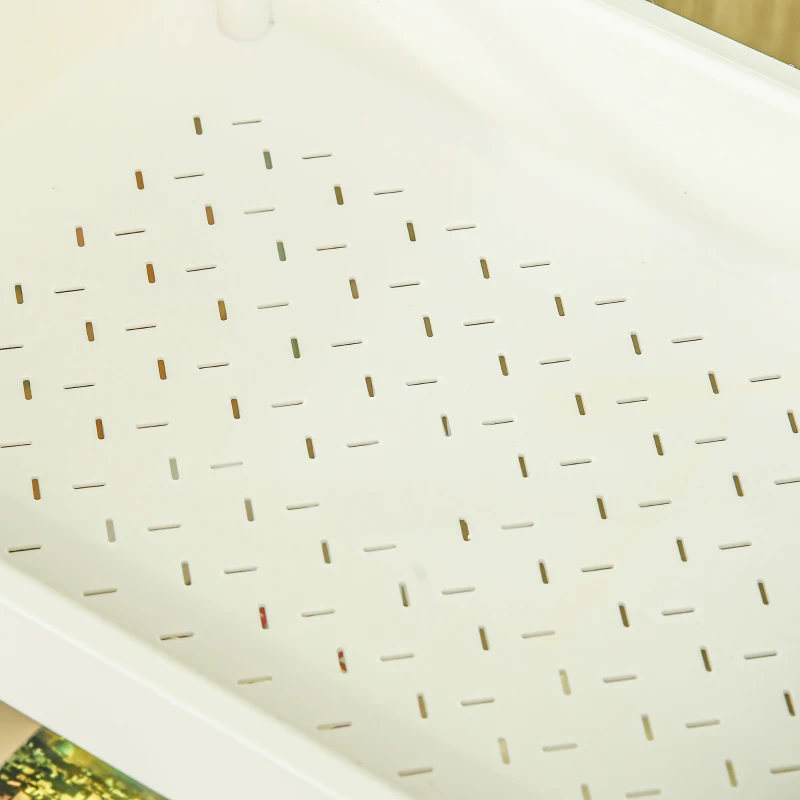 HOMCOM Desserte chariot de rangement en acier à roulettes avec 3 niveaux, 1 boite amovible, poignées dim. 50L x 29,4l x 77H cm