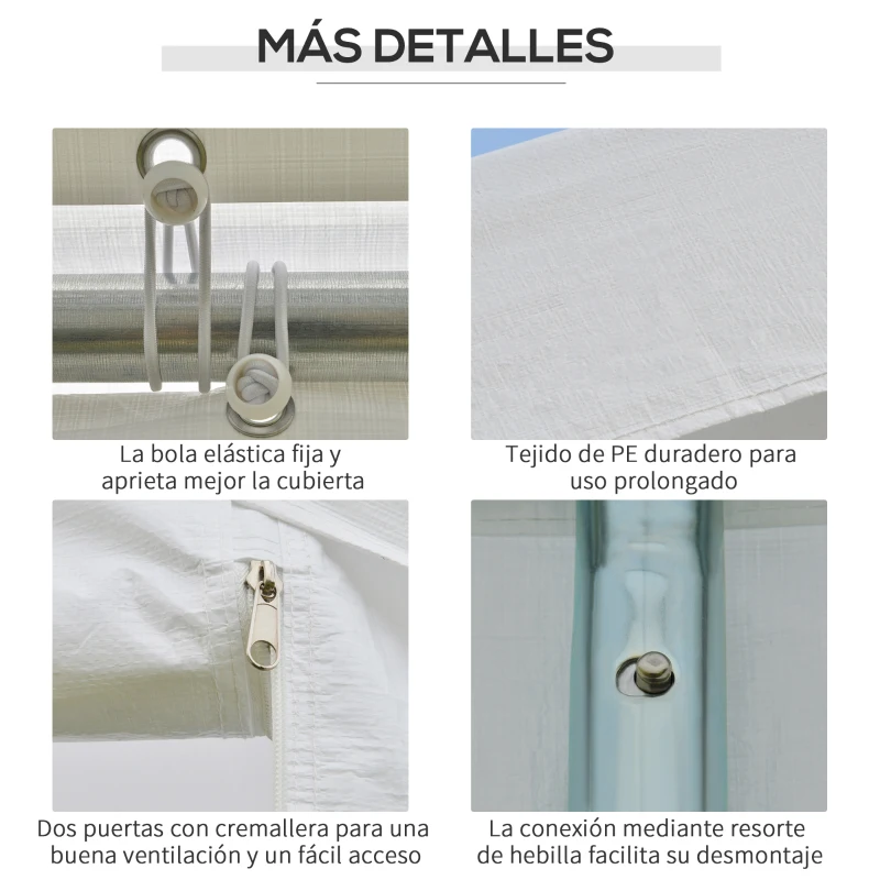 Outsunny Carpa para Fiestas 6x3 m Cenador Pabellón de Jardín con 4 Paneles Laterales 2 Puertas Enrollables y 6 Ventanas Protección UV para Exterior Eventos Bodas Blanco