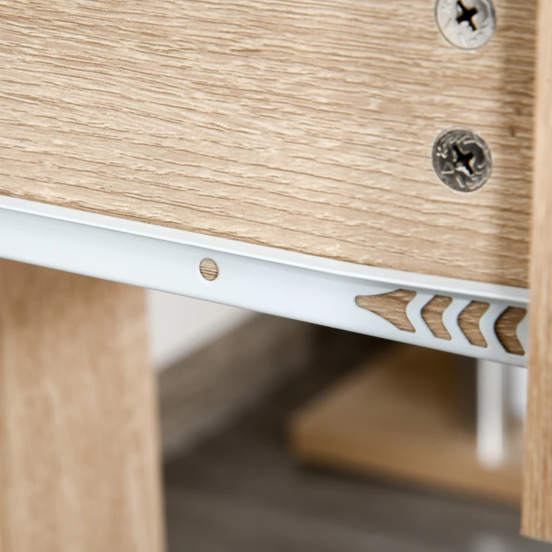 HOMCOM Scrivania Angolare Moderna in Legno con Cassetto, Armadietto e Mensole, Arredamento per Ufficio e Casa, Rovere