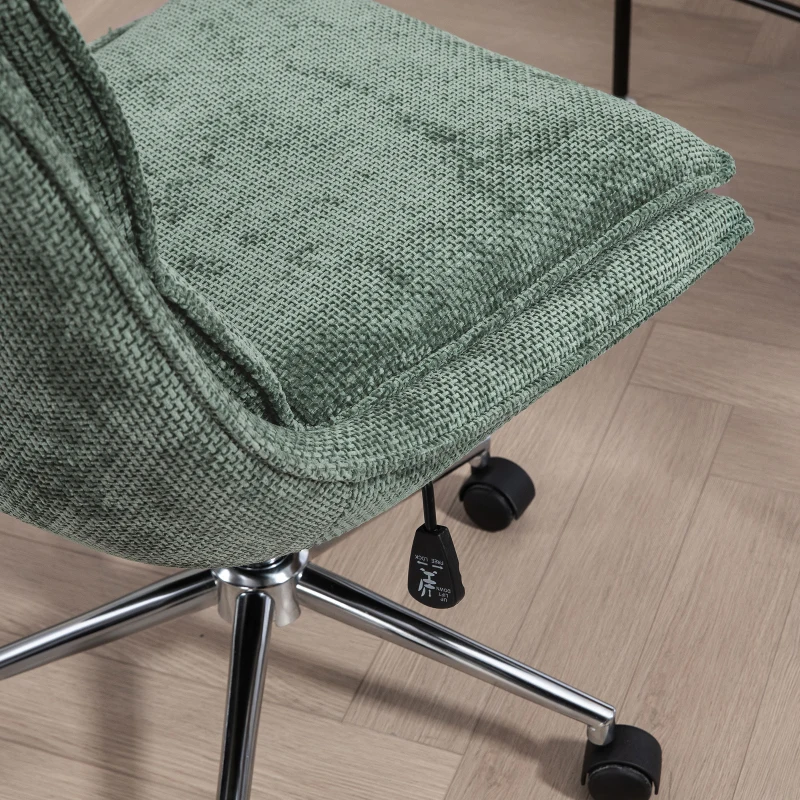 HOMCOM Fauteuil chaise de bureau en tissu, hauteur réglable, pivotant avec 5 roulettes, vert