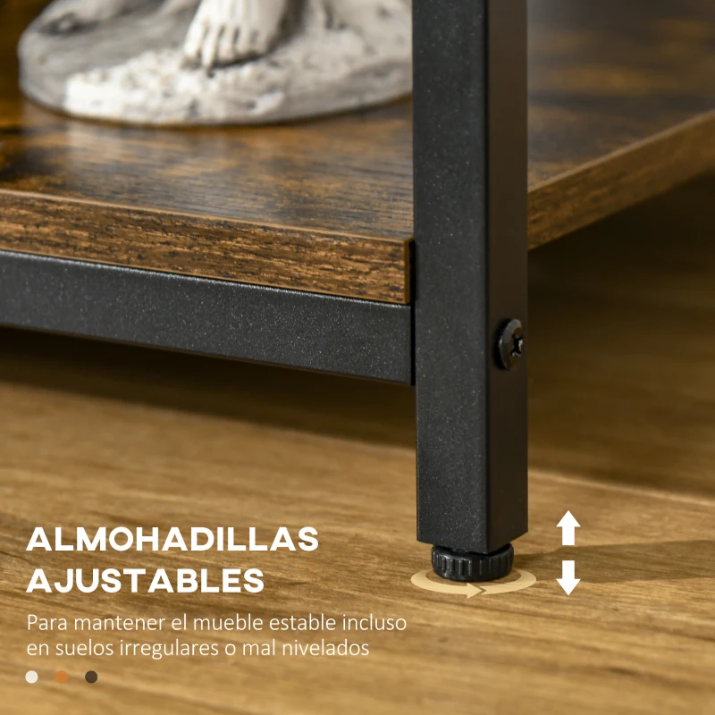 HOMCOM Mueble de TV para Televisores hasta 55 Pulgadas con 4 Compartimentos Estante Ajustable 110x40x50 cm Marrón Rústico