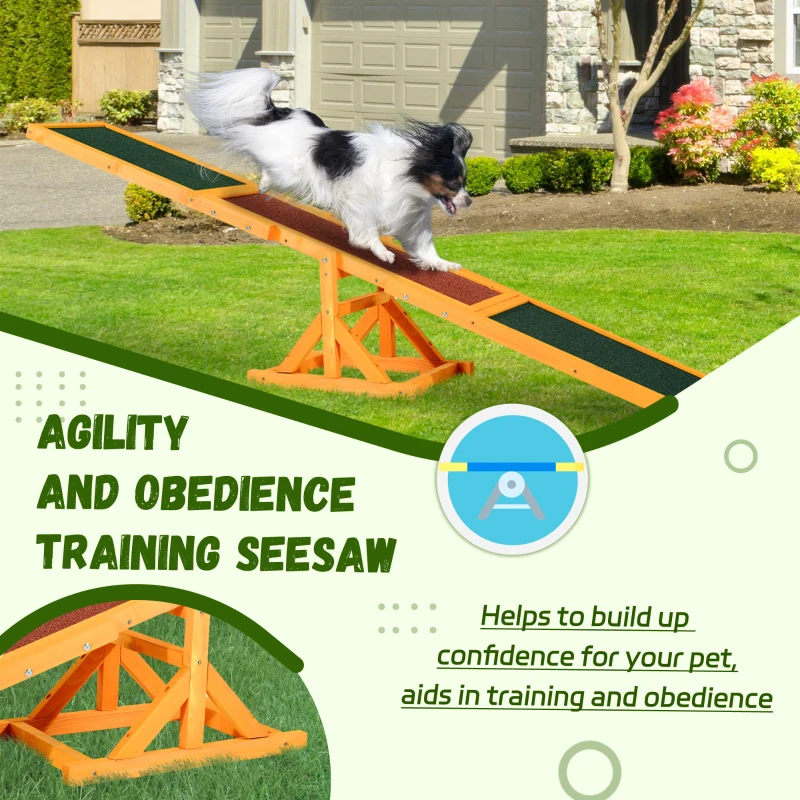 Pawhut – Altalena Basculante per Allenamento Agility Animali Domestici Cani in Legno di Abete Antiscivolo 180 × 30 × 30cm